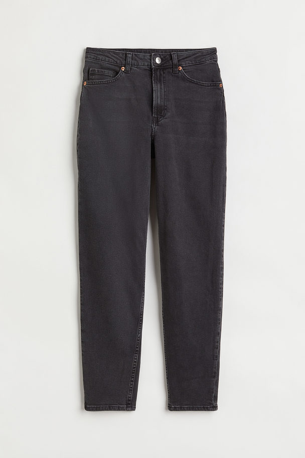 H&M Mom Loose-fit High Ankle Jeans Donkergrijs