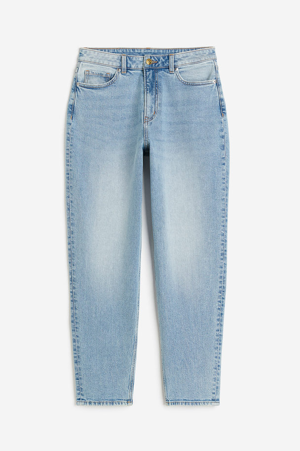 H&M Mom Loose-fit High Ankle Jeans Light Denim Blue