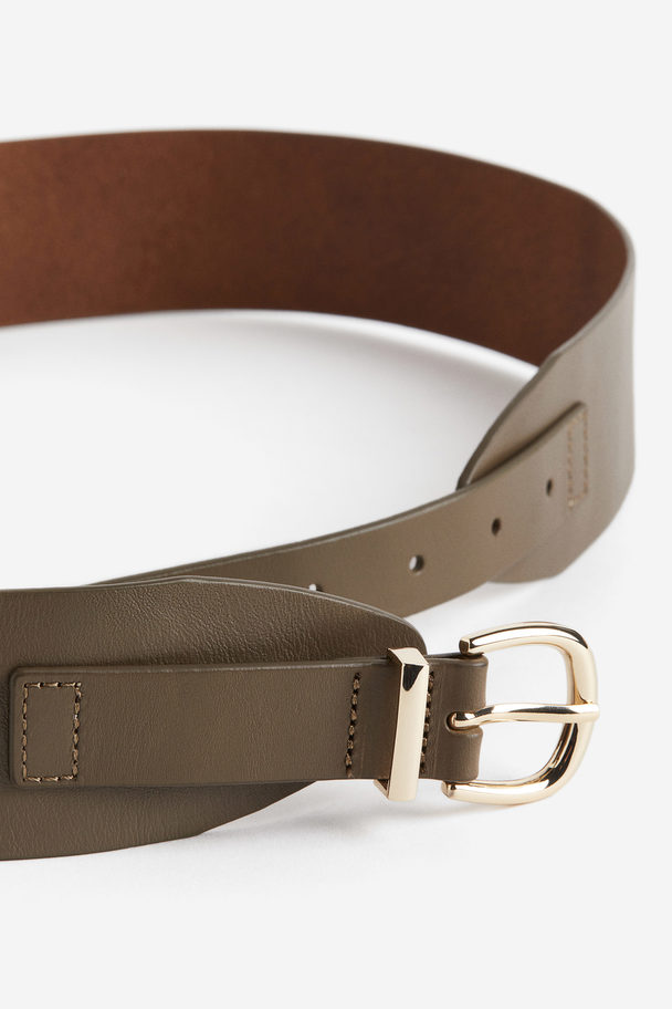 H&M Leather Waist Belt Khaki Green