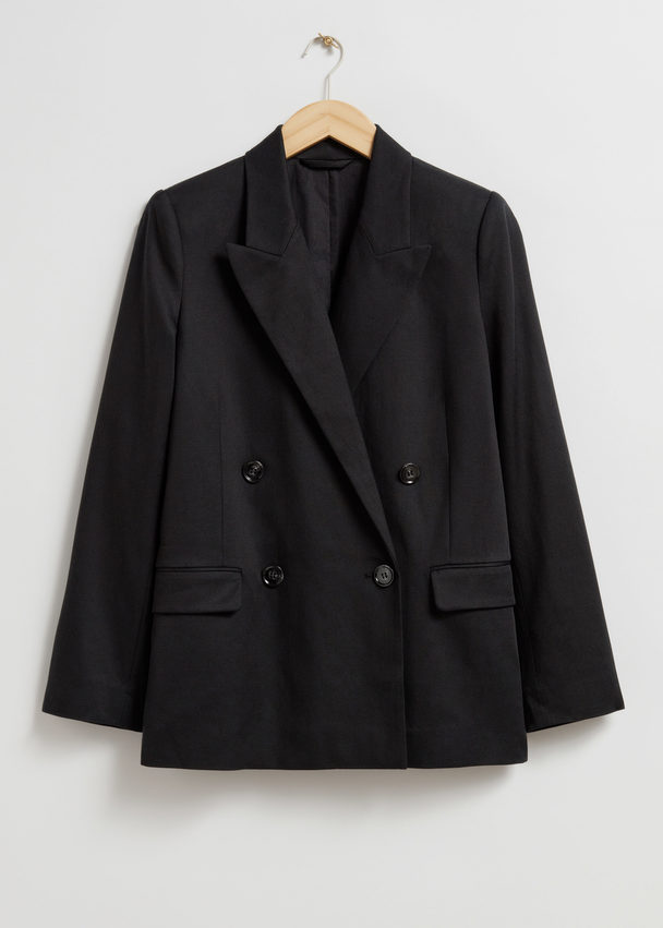 & Other Stories Zweireihiger Blazer Schwarz