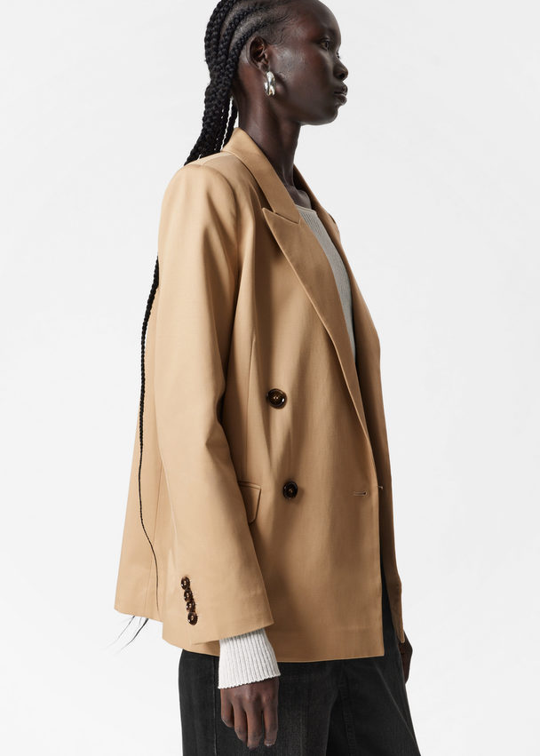 & Other Stories Zweireihiger Blazer Staubiges Beige