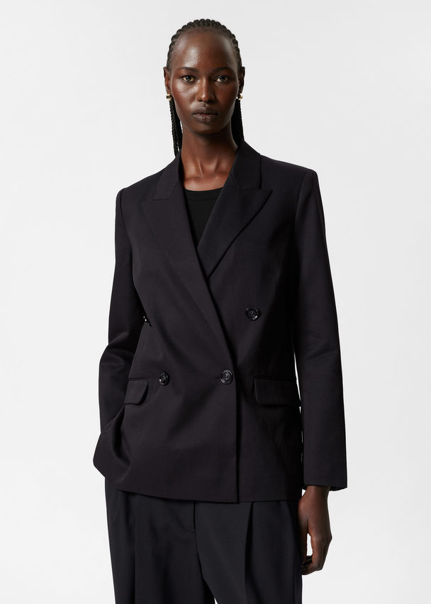 & Other Stories Zweireihiger Blazer Schwarz