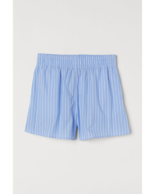 H&M Poplin Shorts Light Blue/white Striped