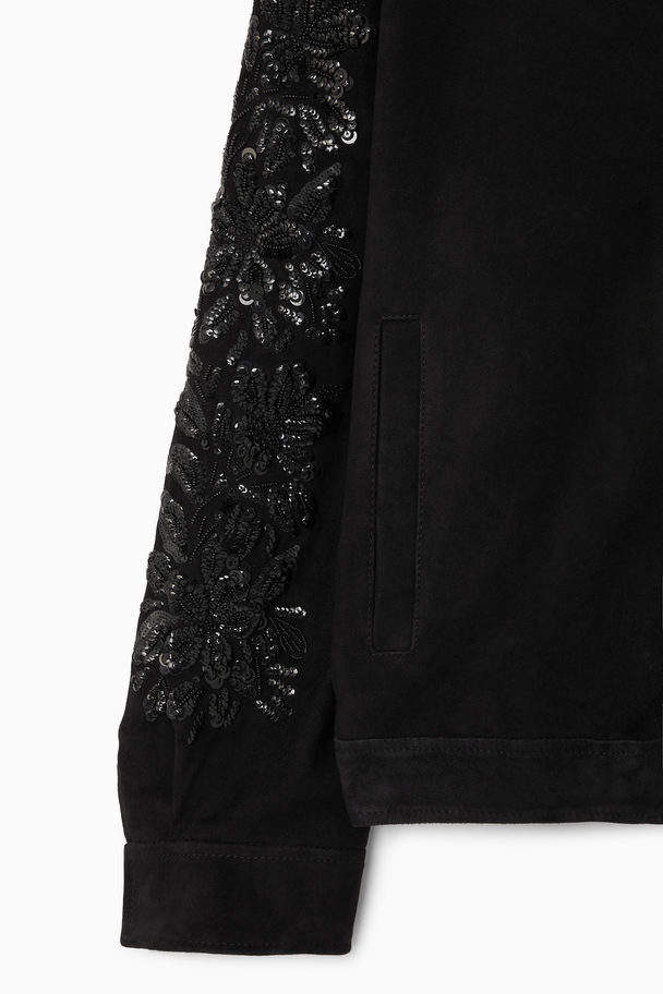 COS Sequinned Suede Jacket Black