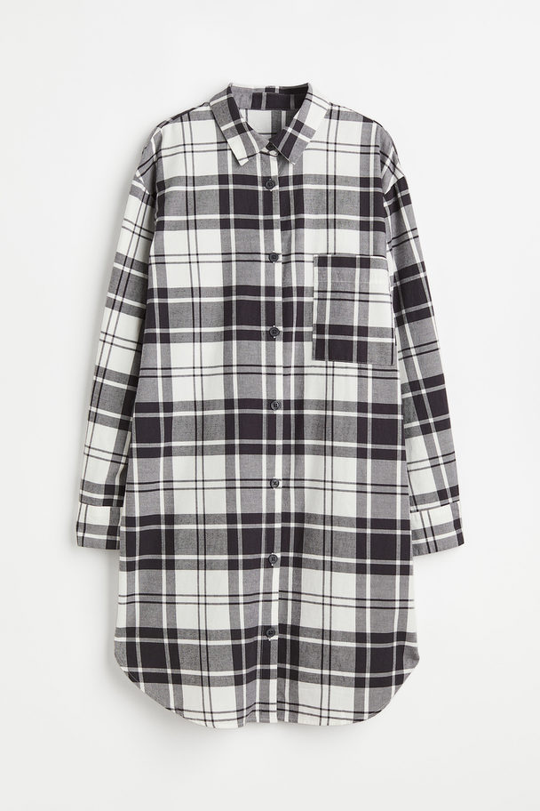 H&M Flannel Nightshirt Grey/checked