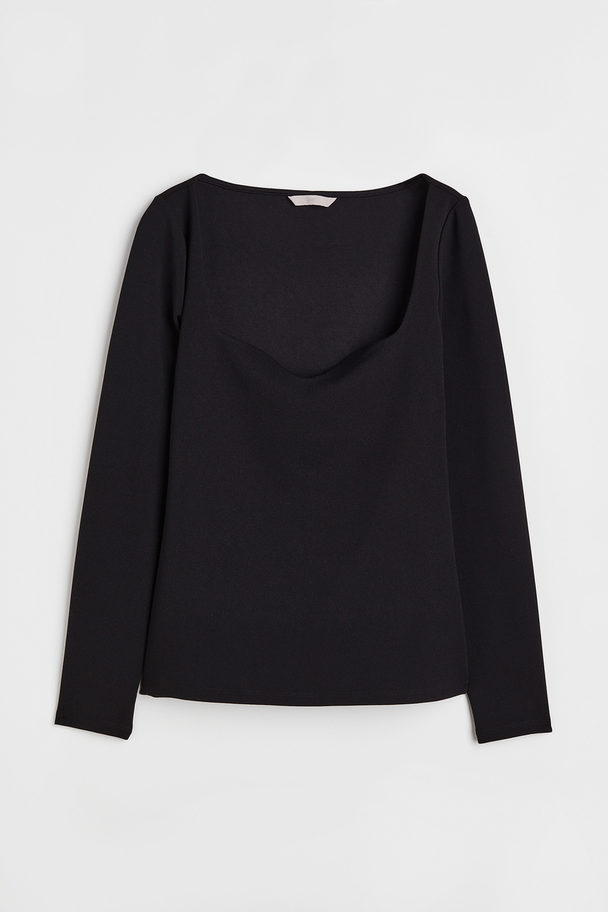 H&M Fitted Jersey Top Black