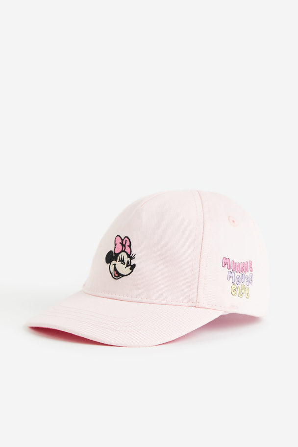 H&M Embroidery-detail Twill Cap Light Pink/minnie Mouse