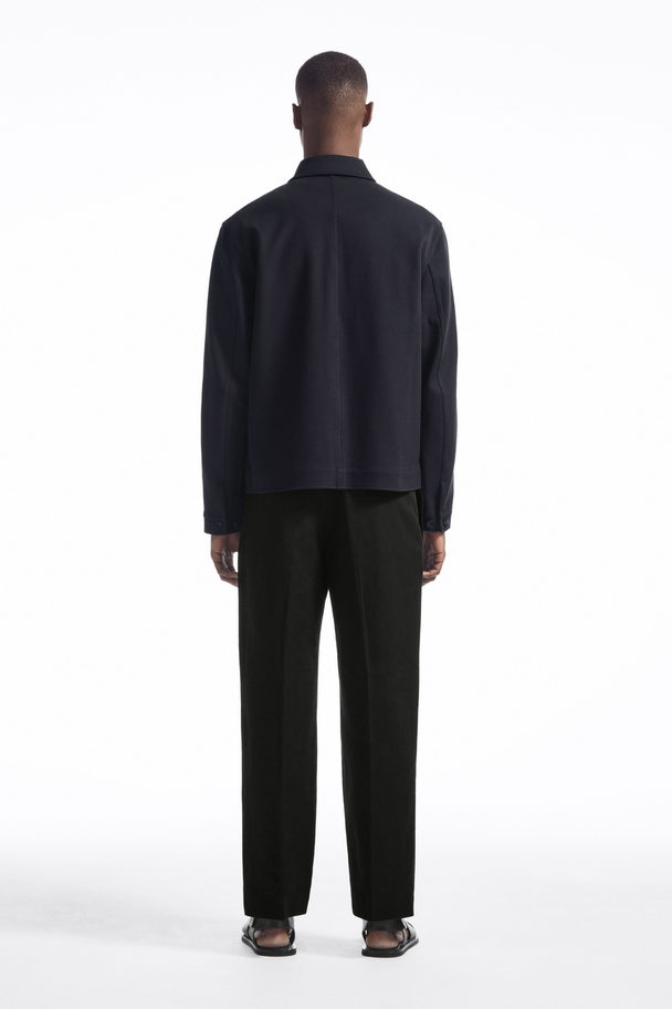 COS Pleated Straight-leg Linen Trousers Black