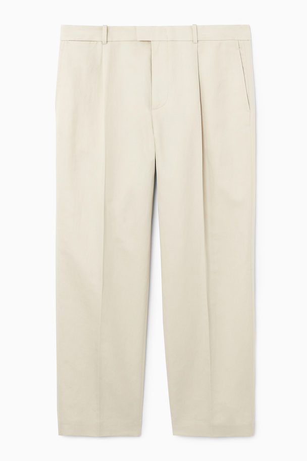 COS LEINENHOSE MIT FALTEN UND GERADEM BEIN HELLES BEIGE