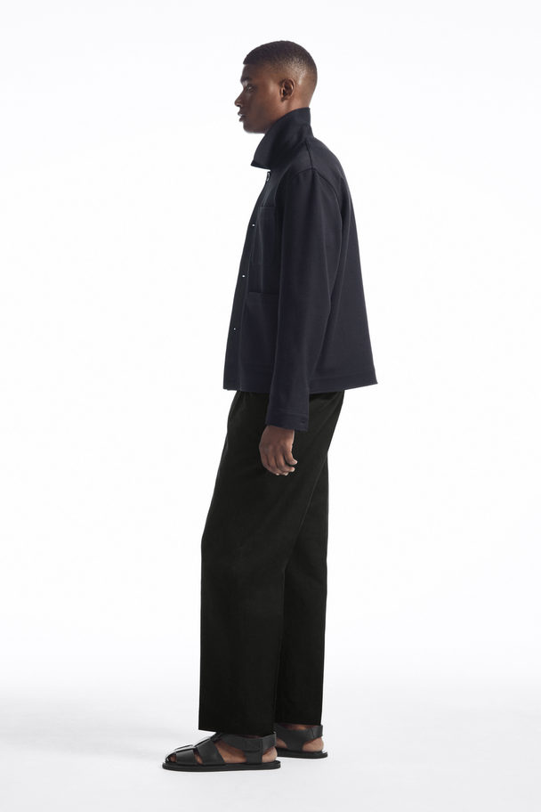 COS Pleated Straight-leg Linen Trousers Black