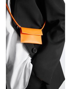 Leather Crossbody Cardholder Bright Orange