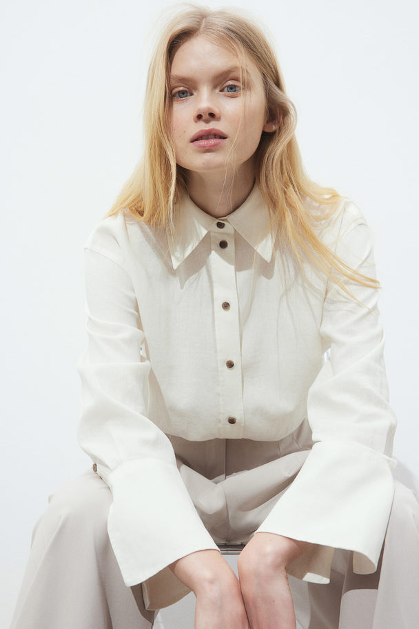 H&M Oversized Linen-blend Shirt White