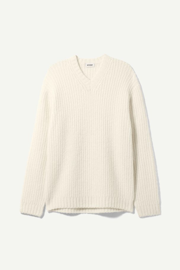 Weekday Cohen V-neck Sweater White