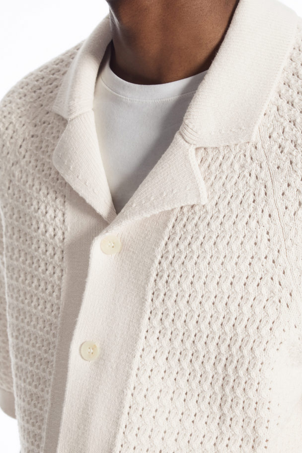 COS Camp-collar Open-knit Shirt Ivory