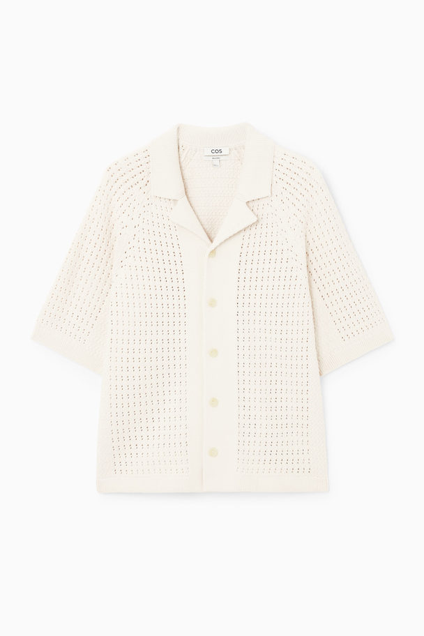 COS Camp-collar Open-knit Shirt Ivory