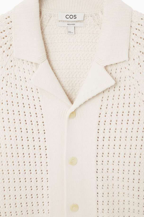 COS Camp-collar Open-knit Shirt Ivory