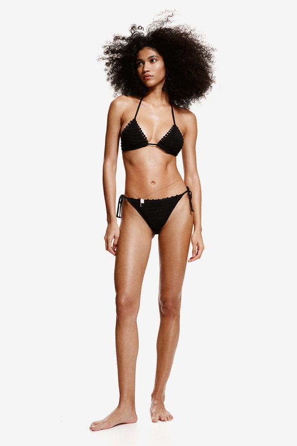 H&M Bikinitruse Tanga I Heklet Look Sort