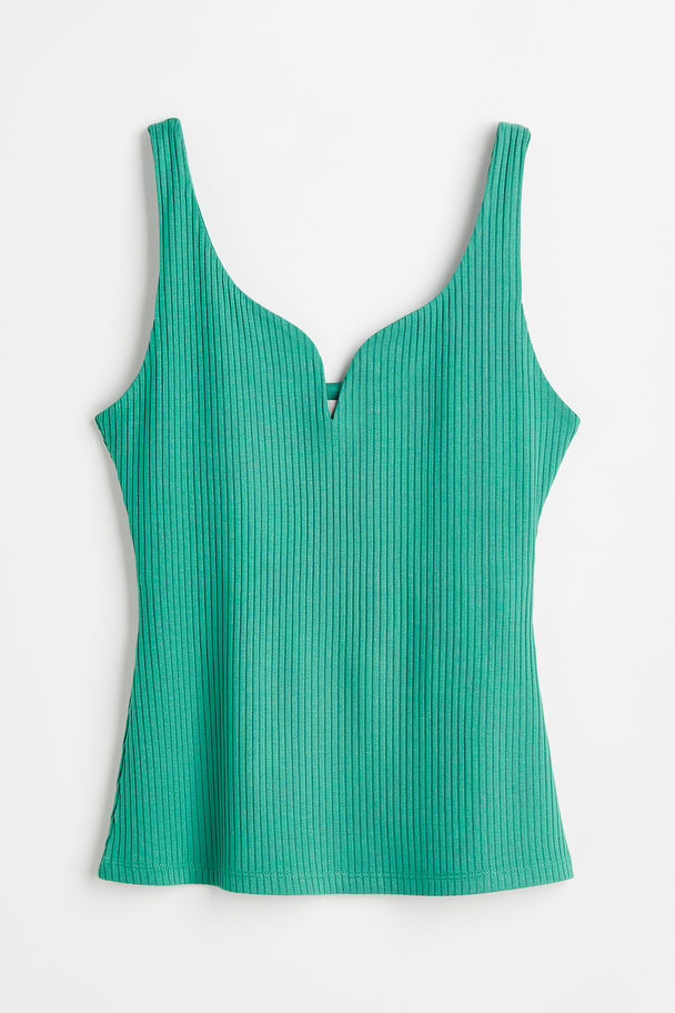 H&M Ribbed Top Turquoise