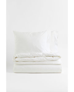 Baumwollperkal-Bettwäsche für Doppelbett Weiß