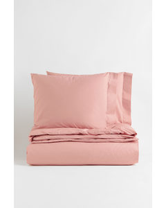 Cotton Percale Double/king Duvet Cover Set Light Pink