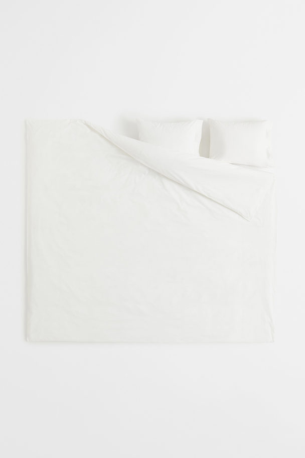 H&M HOME Cotton Percale Double/king Duvet Cover Set White