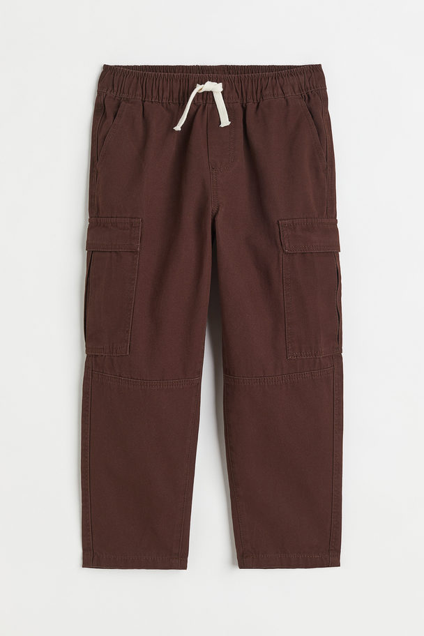 H&M Cotton Cargo Trousers Dark Brown