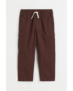 Cotton Cargo Trousers Dark Brown