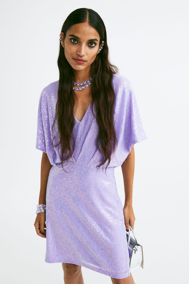 H&M Sequined Dress Light Purple/sequins
