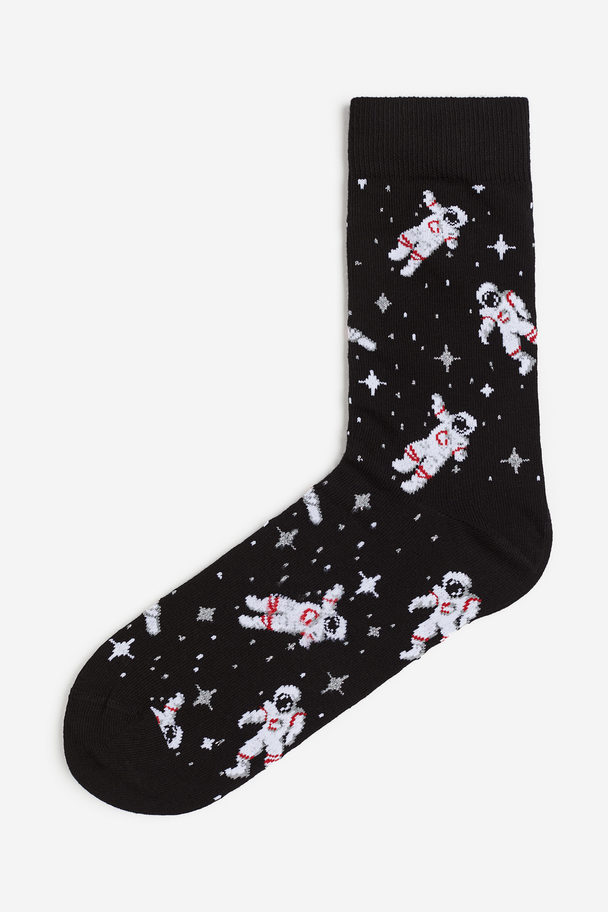 H&M Patterned Socks Black/astronauts