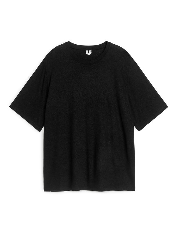 ARKET Oversized Linen-blend T-shirt Black