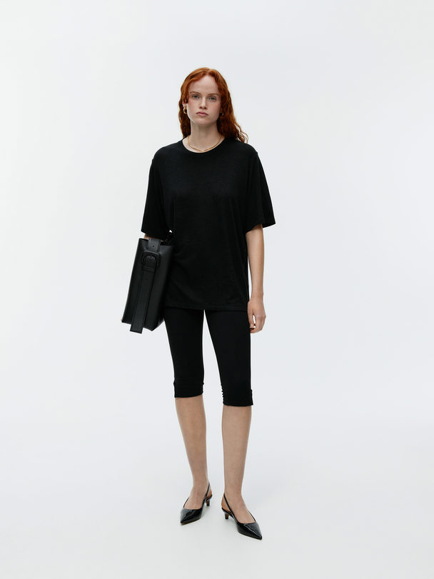 ARKET Oversized Linen-blend T-shirt Black