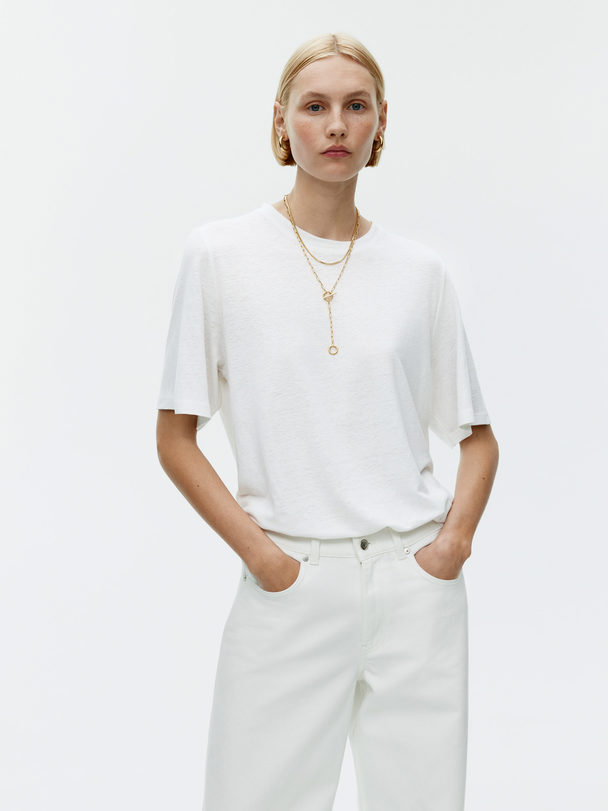 ARKET Oversized Linen-blend T-shirt White