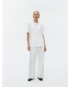 Oversized Linen-blend T-shirt White