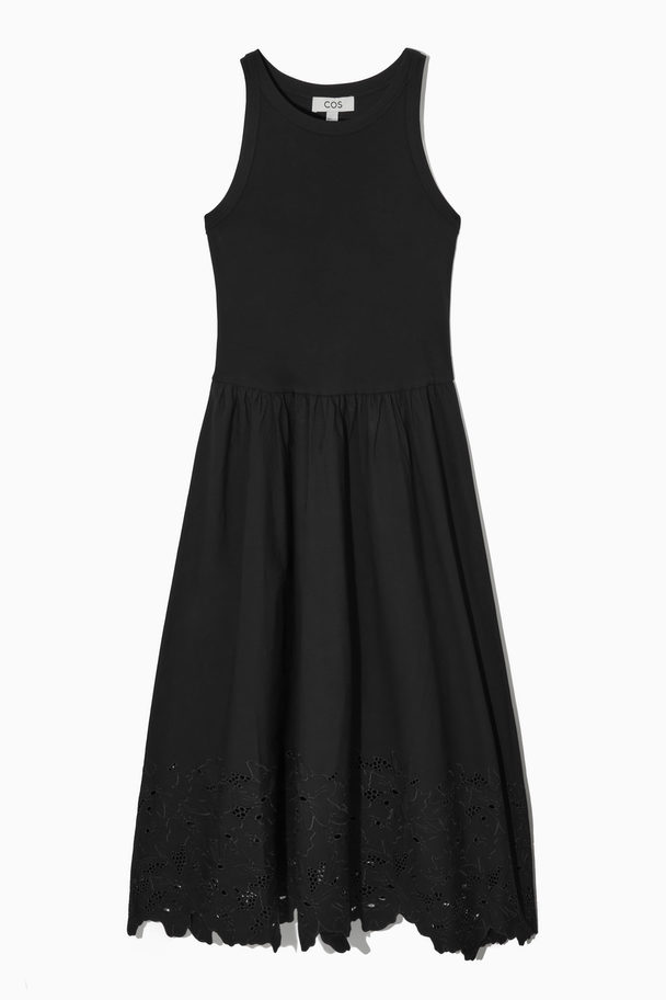 COS Sleeveless Broderie Anglaise Midi Dress Black