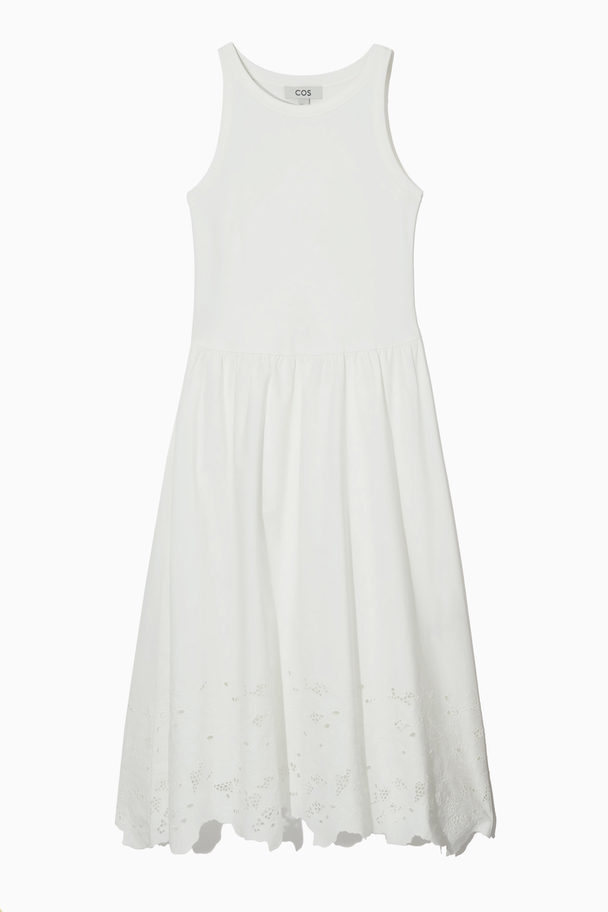 COS Sleeveless Broderie Anglaise Midi Dress White