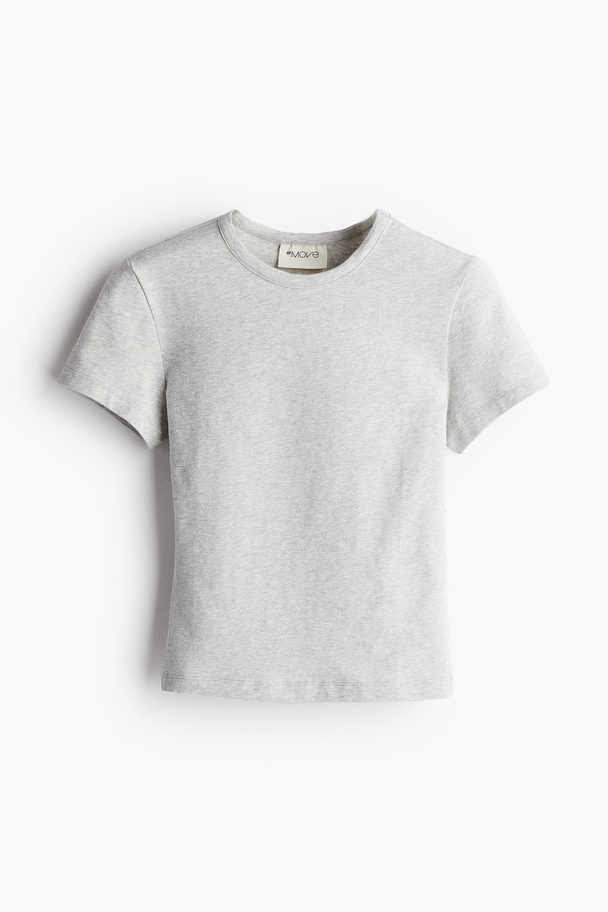 H&M DryMove™ Sportshirt aus Baumwolle Hellgraumeliert