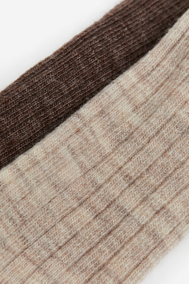 H&M 2-pack Wool-blend Tights Beige/brown