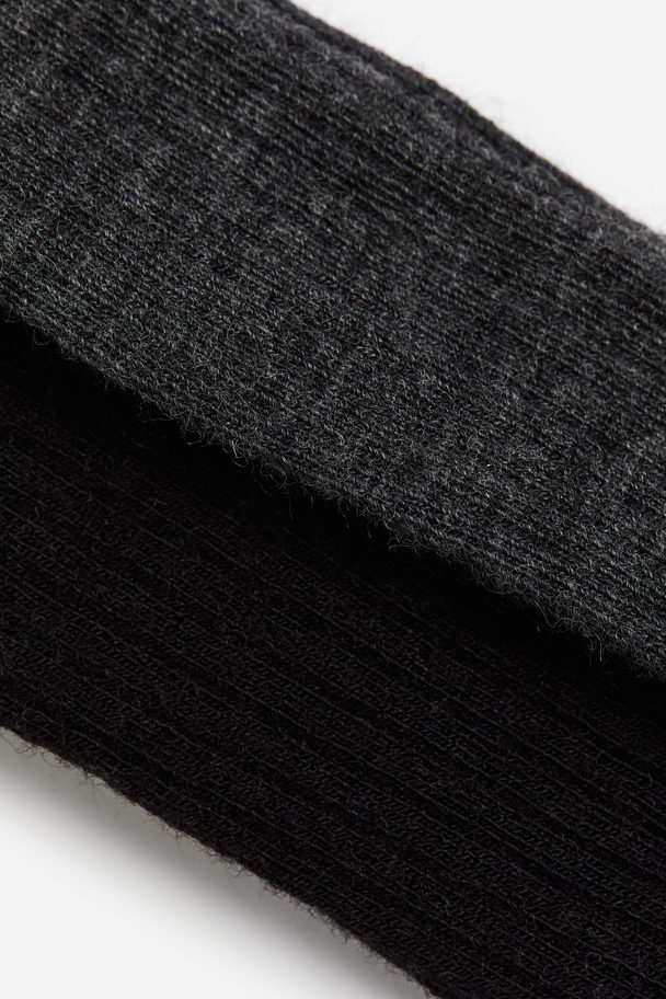 H&M 2-pack Wool-blend Tights Black/grey Marl