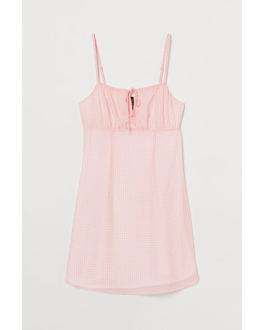H&M Chiffon Dress Powder Pink/white Checked