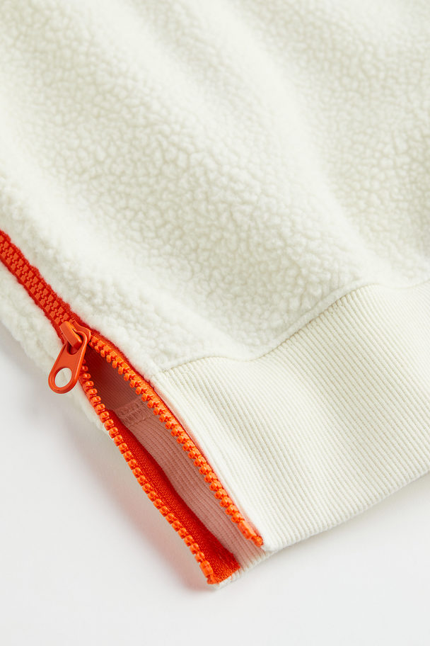 H&M H&m+ Teddy Sports Sweatshirt Natural White/orange