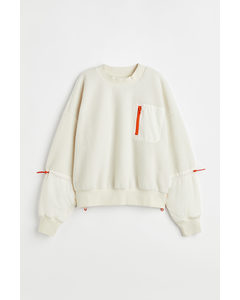 H&m+ Teddy Sports Sweatshirt Natural White/orange