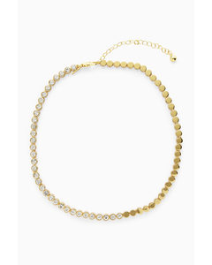 Short Crystal Necklace Gold / Crystal