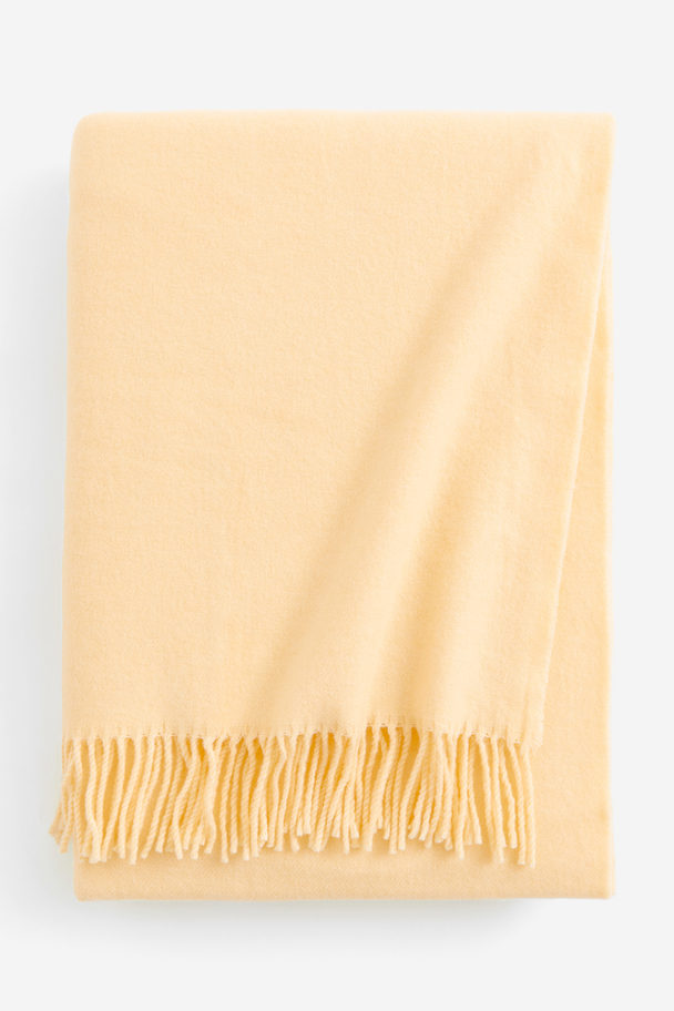 H&M HOME Wool-blend Blanket Light Yellow