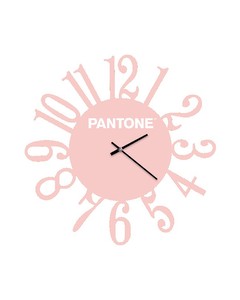 Homemania Pantone Clock Loop - Väggdekoration, Rund - Vardagsrum, Kök, Kontor - Rosa, Vit Metall, 40 X 0,15 X 40cm