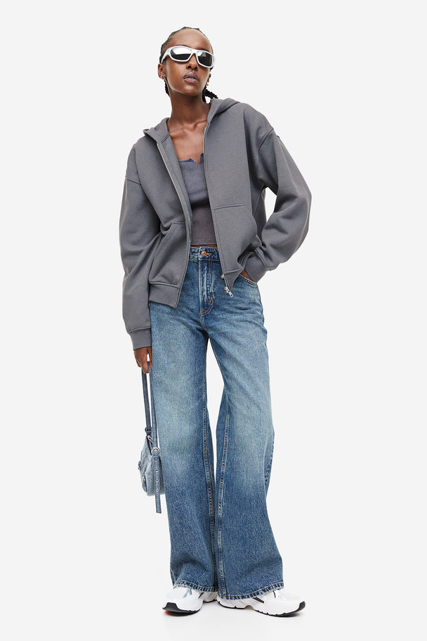 H&M Oversized Zip-through Hoodie Dark Grey