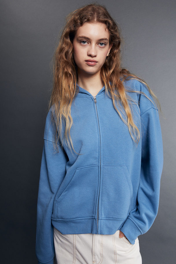 H&M Oversized Hoodiejacke mit Zipper Blau