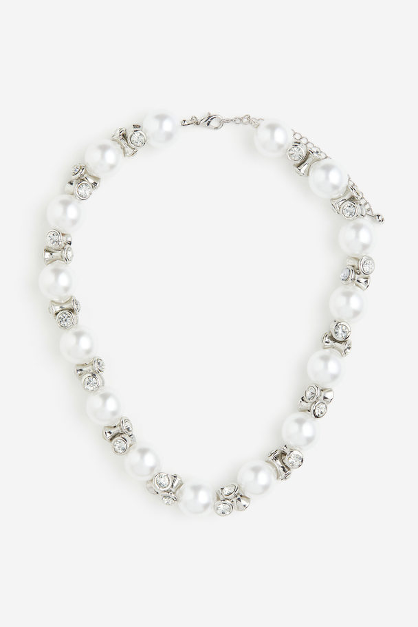H&M Short Beaded Necklace White