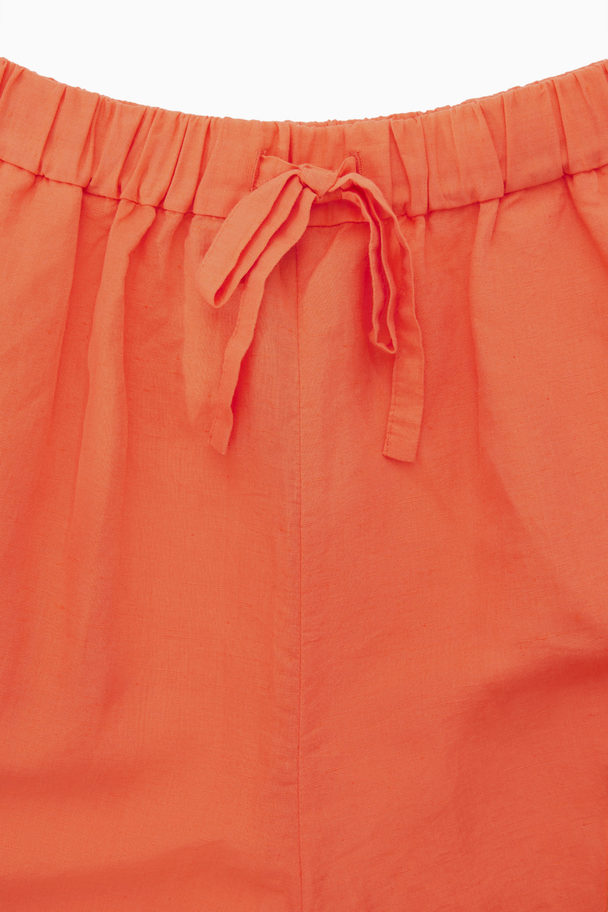 COS Linen Drawstring Shorts Bright Orange
