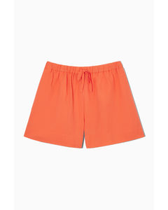 Linen Drawstring Shorts Bright Orange