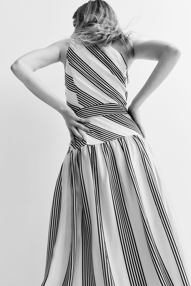 H&M One Shoulder-kjole Creme/stribet